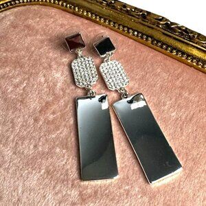 Park Lane Jewelry Silver-Toned Statement Dangle Earrings W/ Rhinestones Sparkle